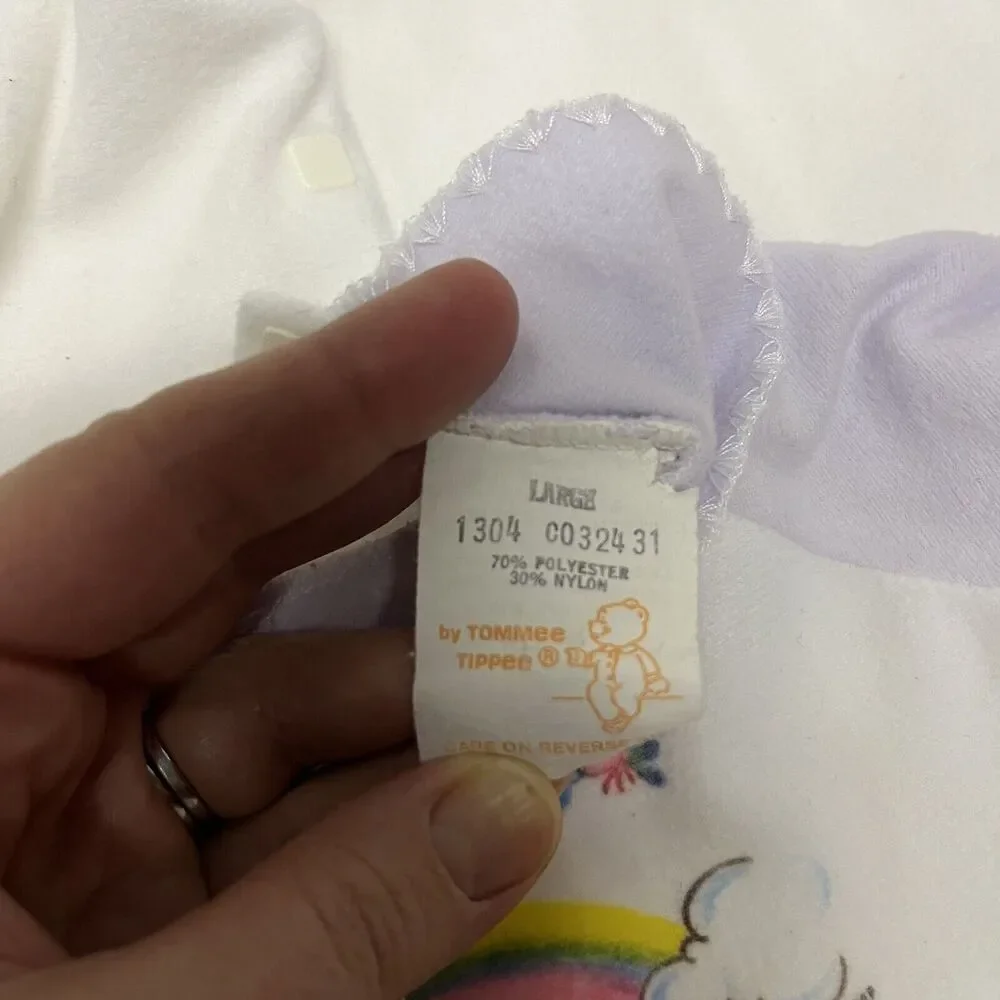 Vintage 80s SMURFS Baby Girl Sleeper 3-6M White/Purple Happiness Is A Rainbow